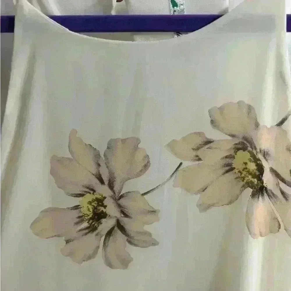 White Pink Floral Swing Dress with Pom Pom Detail Size S - Picture 6 of 8